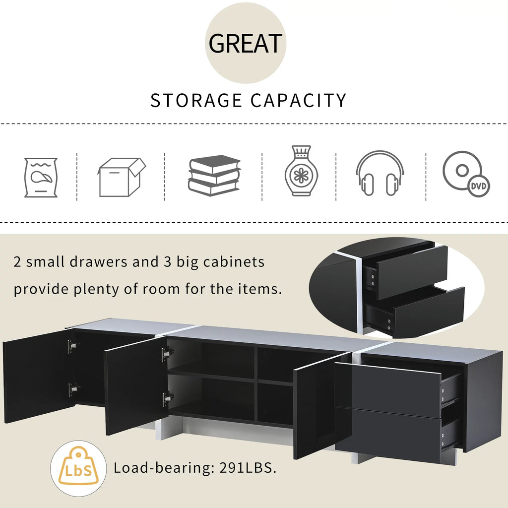 White & Black Contemporary Rectangle TV Stand K31399