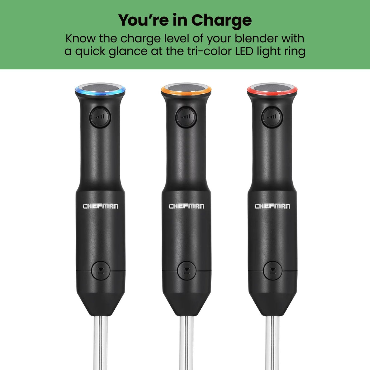 Black Cordless Handheld Immersion Blender with Stainless-Steel Blade T5467