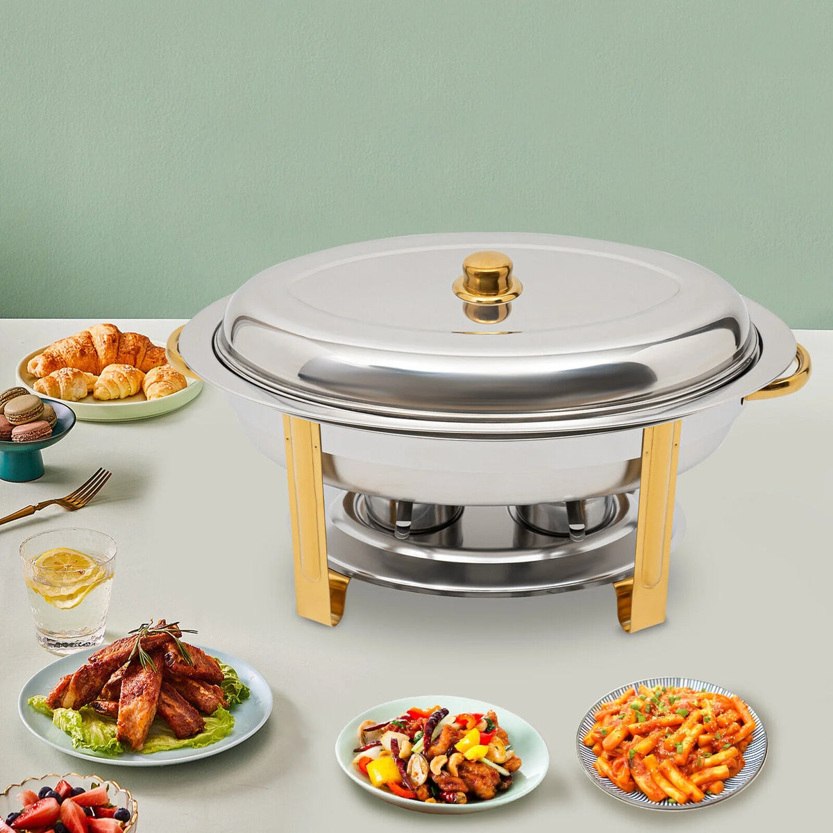 5.5L Stainless Steel Oval Chafing Dish with Lid X209319