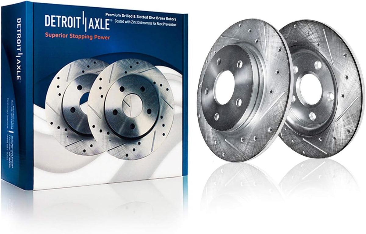 Front 12.6" & Rear Drilled Slotted Rotors + Brake Pads 10pc Set H39948
