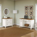 Antique White Computer Desk with 2-Drawer File Cabinet A61258