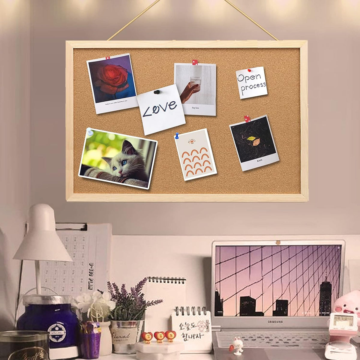 2Pack 16x11Inch Cork Boards with Natural Wooden Frame P395872