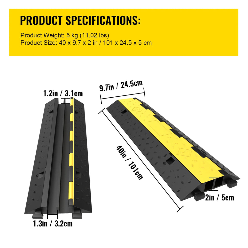 5 PCS 2-Cable Rubber Speed Bump Cable Protector Ramp A980