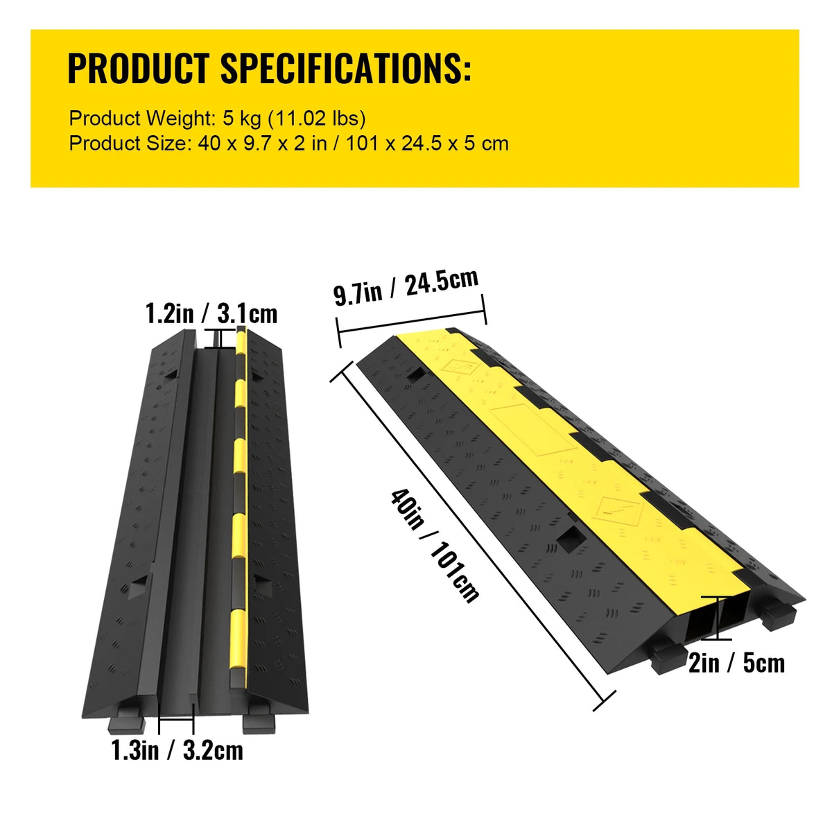 5 PCS 2-Cable Rubber Speed Bump Cable Protector Ramp A980