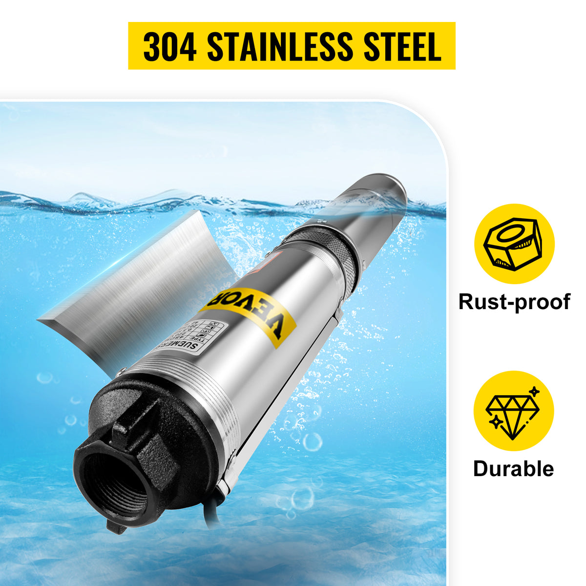 2 HP 220V 440ft Head 42GPM Stainless Steel Submersible Well Pump V4054