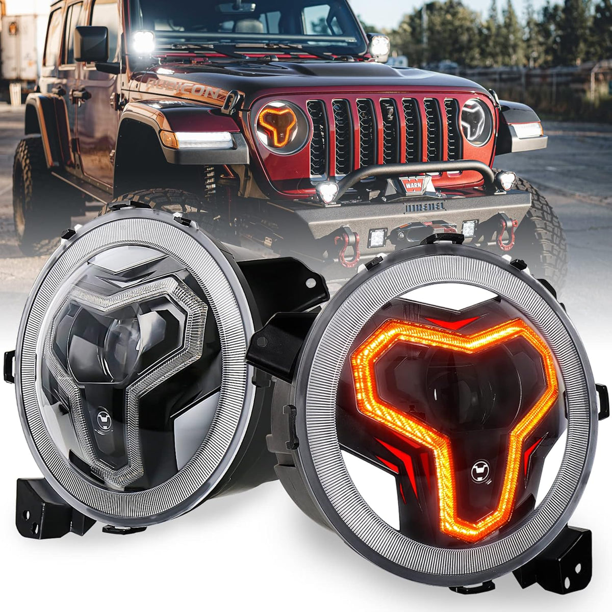 9 inch LED Headlights with DRL Turn Signal Light B7521