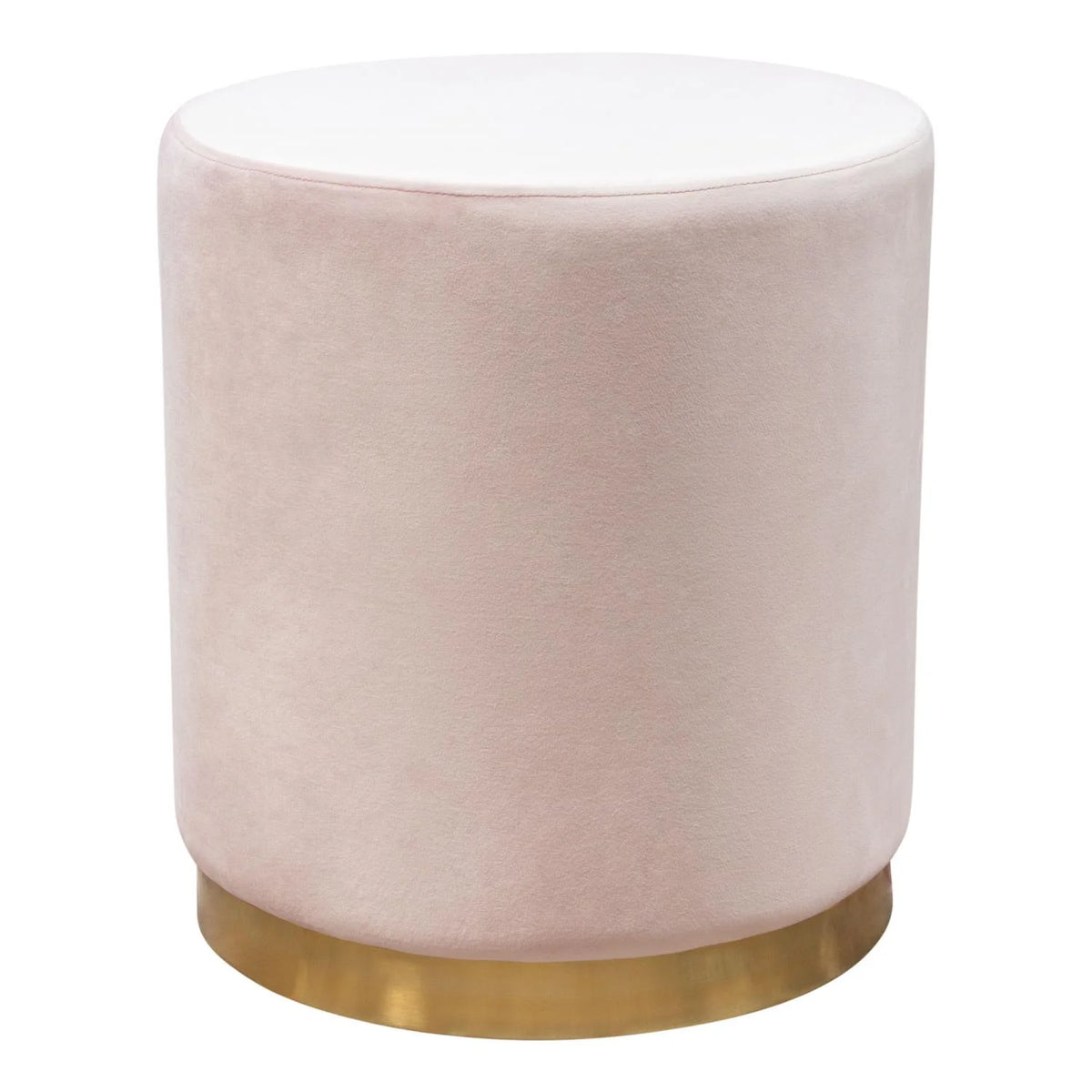 Blush Pink Velvet Round Accent Ottoman B582