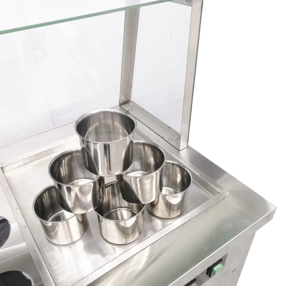 Commercial Flat Pan Fried Ice Cream Roll Machine with 6 Tanks I57631