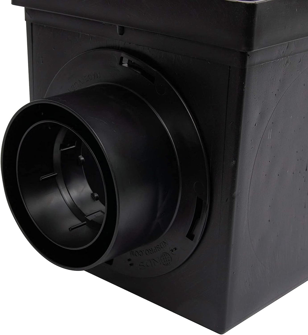 Square Catch Basin Drain Kit with 2-Opening, 2 Adapters, 1 Outlet Plug, 9-Inch Black Plastic Grate S324