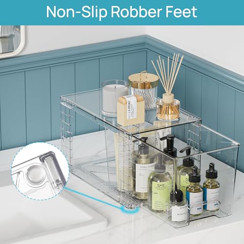 4 Pack Clear Stackable Plastic Storage Drawers R5315