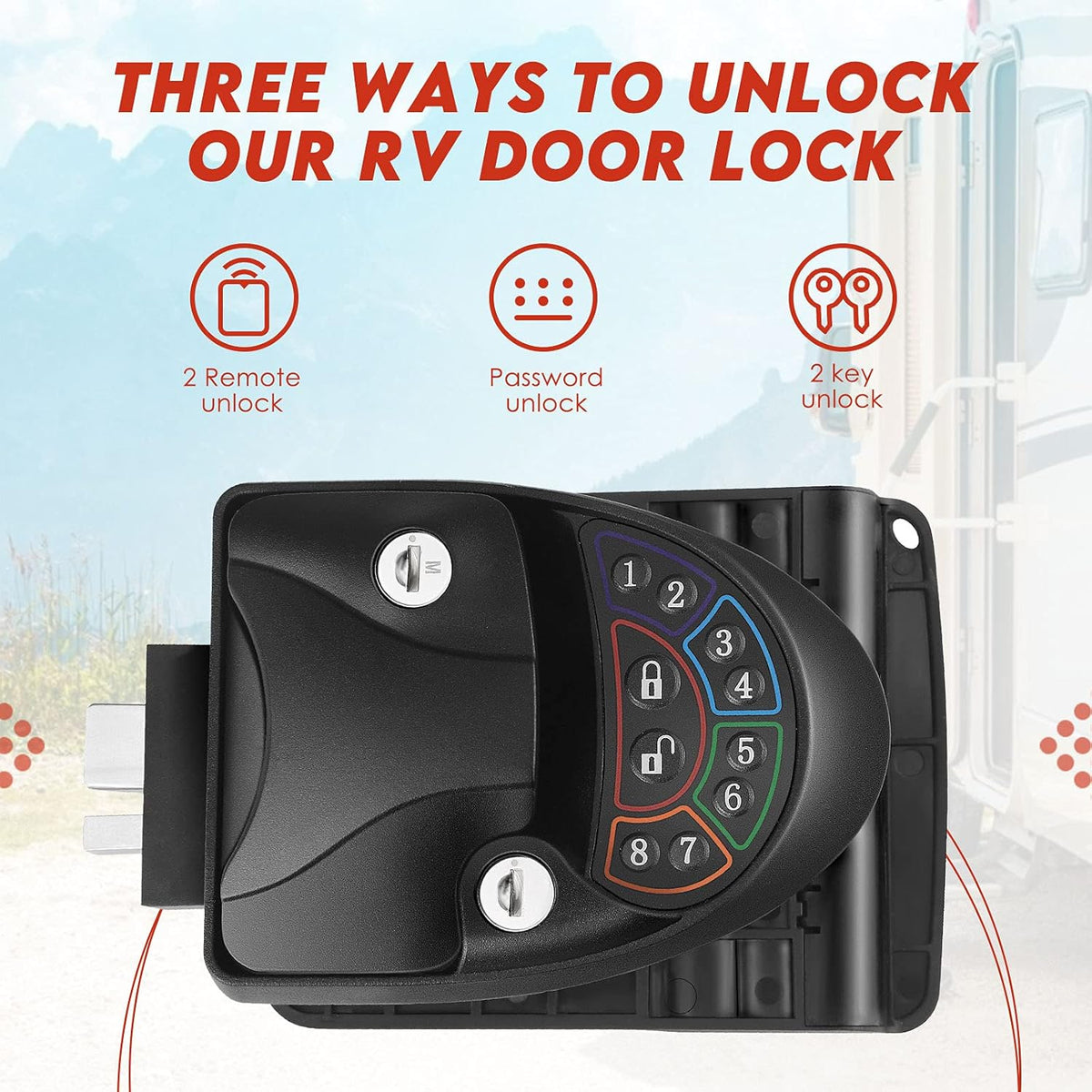 Keyless Entry RV Door Lock with Deadbolt and 2 Remote Key Z212