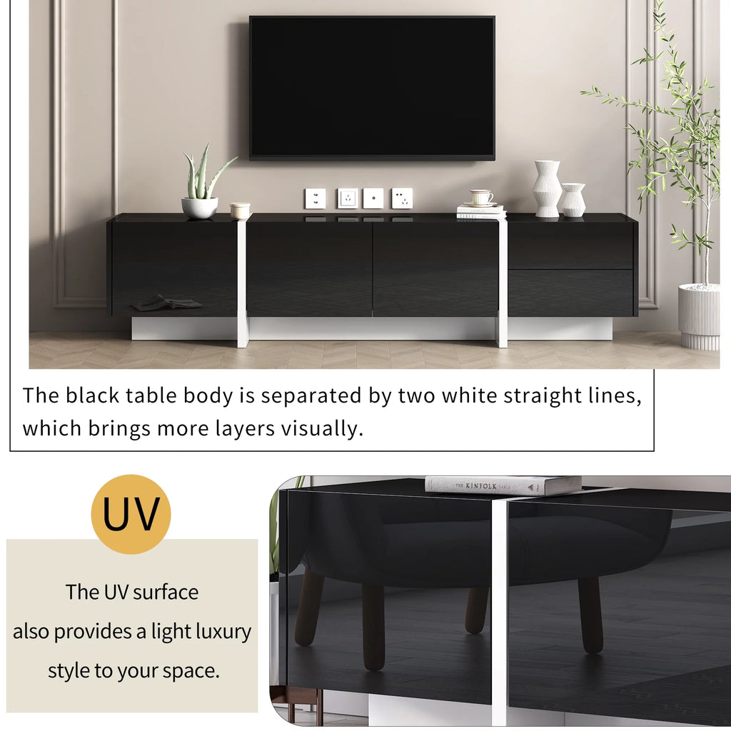 White & Black Contemporary Rectangle TV Stand K31399