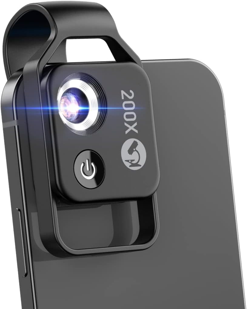 200X Mini Pocket Microscope with LED Light and Universal Clip I78324