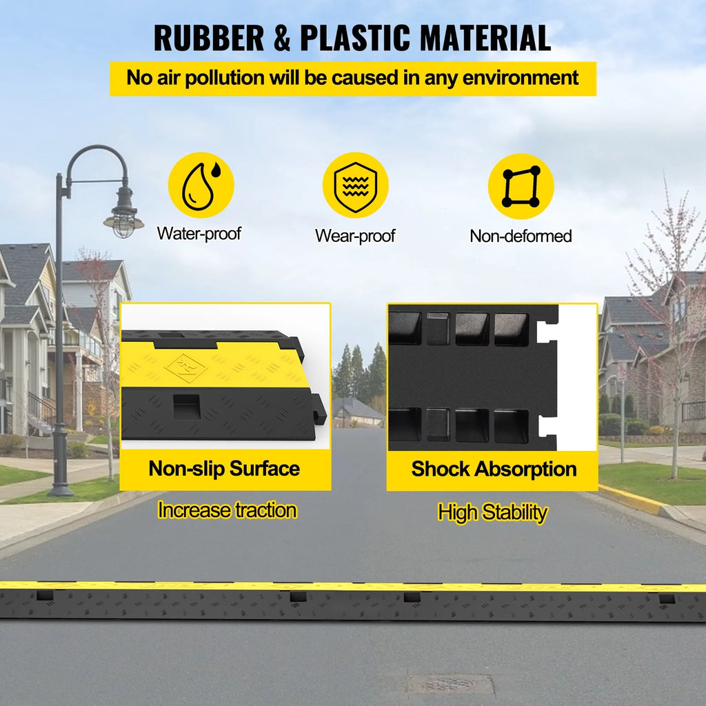 5 PCS 2-Cable Rubber Speed Bump Cable Protector Ramp A980