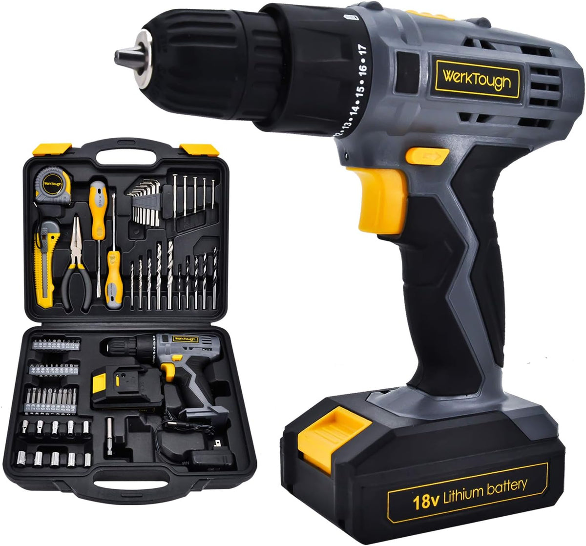 77PCS 18/20V Cordless Drill Screwdriver Tool Set F3530