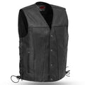 Black Leather Motorcycle Vest 8XL B34727