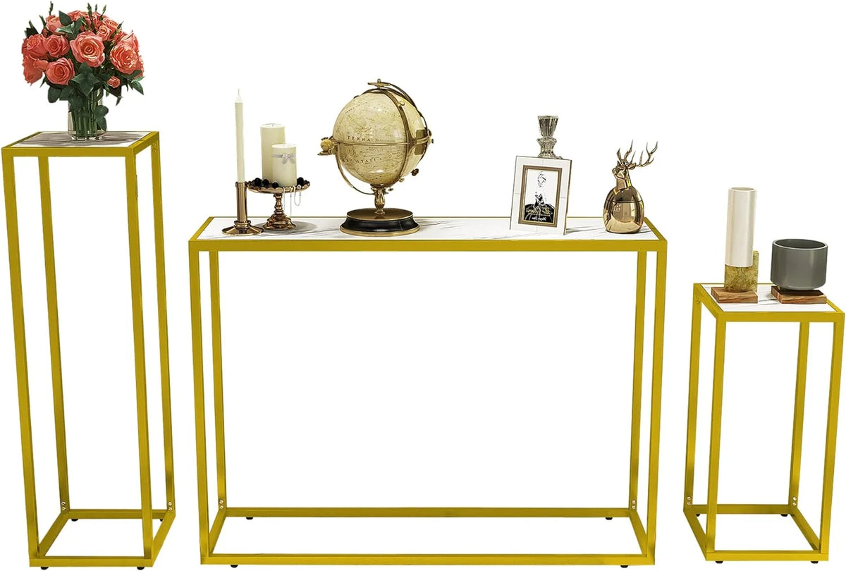 Narrow Faux Marble Sofa Table Set of 3 J175
