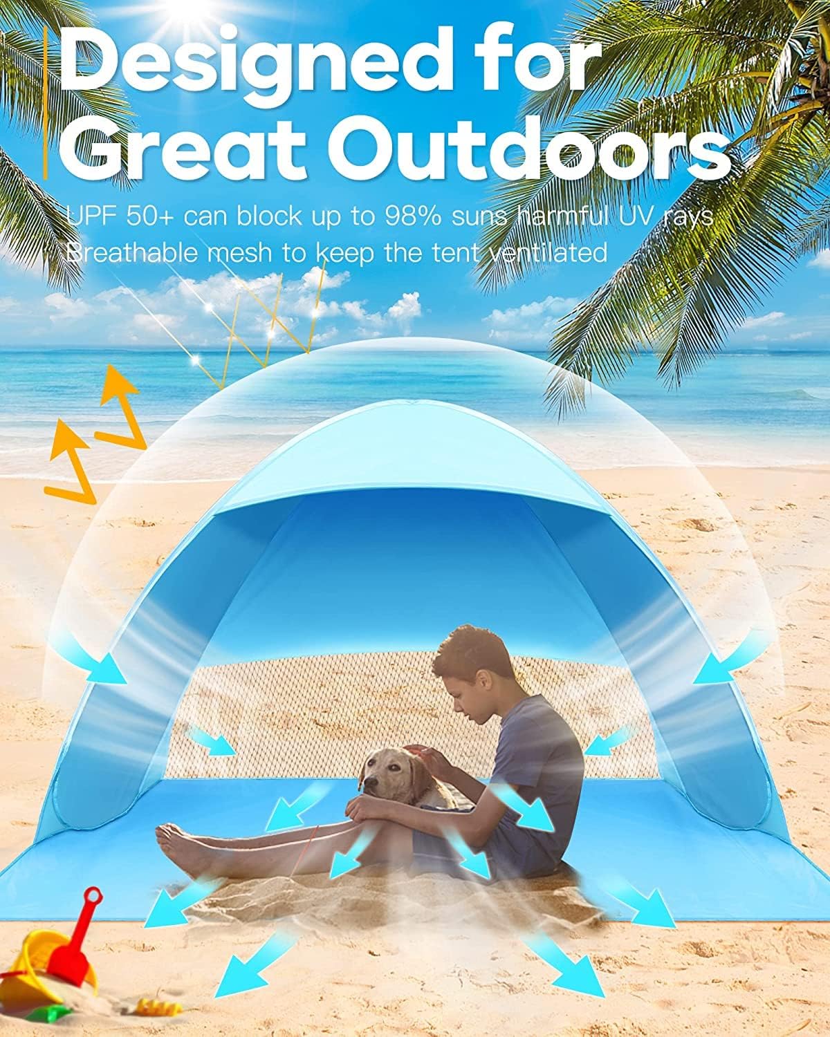 Pop Up Beach Tent, UPF 50+, Waterproof, with Carry Bag D28161