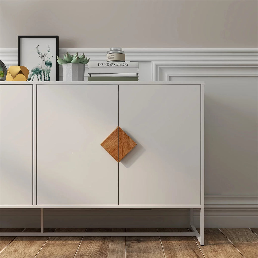 White Modern 4 Door Storage Sideboard Cabinet P919722
