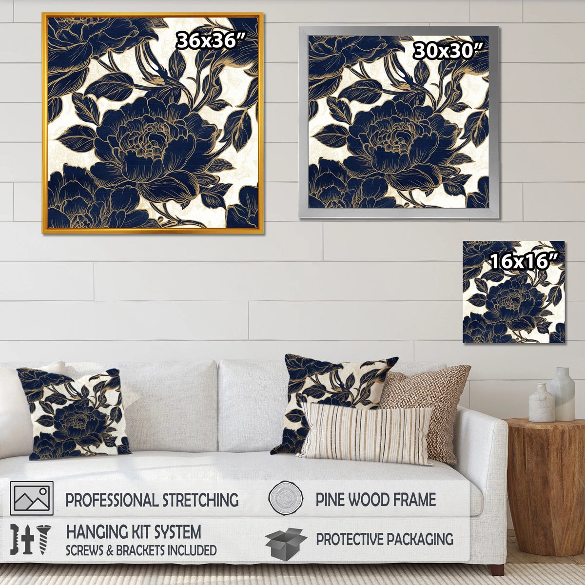 Floral Peony Canvas Art Print 30 in. wide x 30 in. high K911512