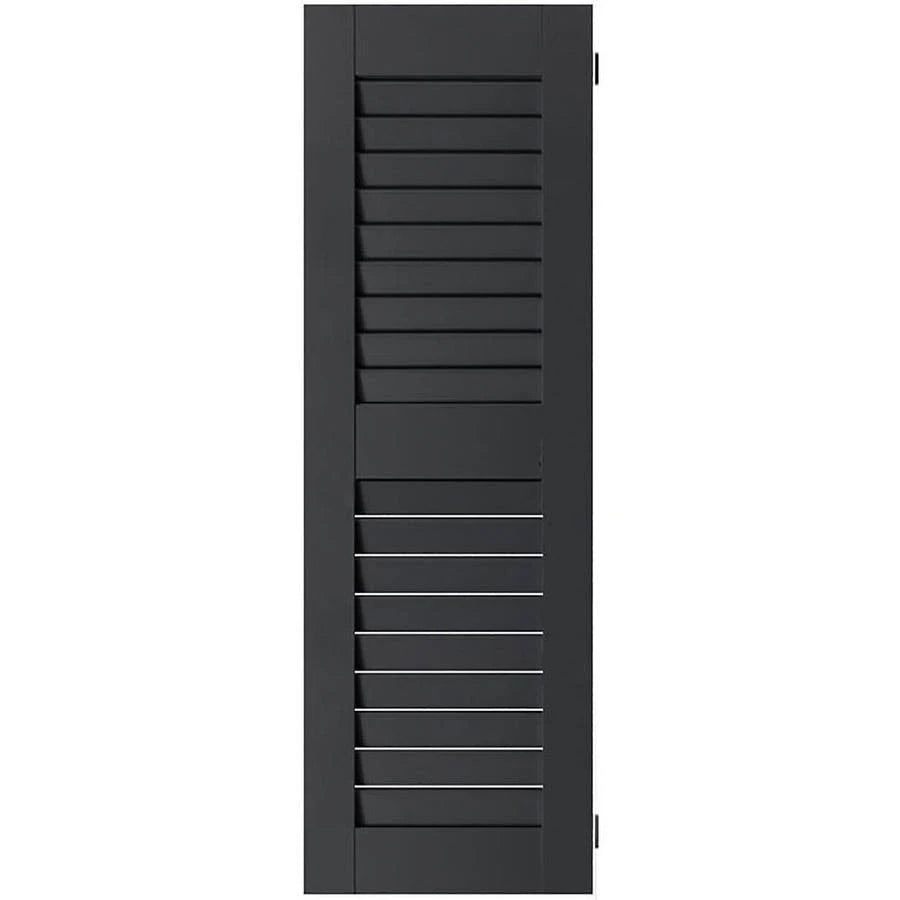 18 in. x 65 in. Black Louvered Shutters Pair Z459
