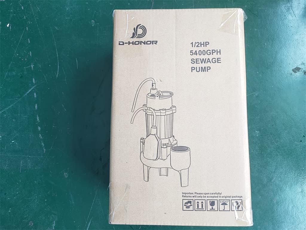 1/2 HP 5400GPH Cast Iron Sewage Pump with Piggy Back Tether Float Switch N11264