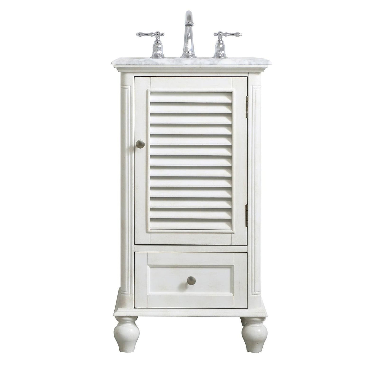 24 inch Antique White Bathroom Vanity Cabinet Set with Marble Top F781