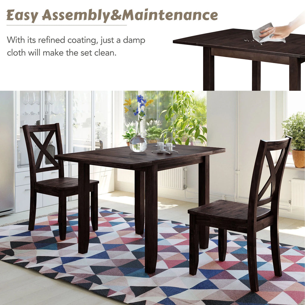 3-Piece Wood Drop Leaf Dining Table Set with 2 Chairs I66173