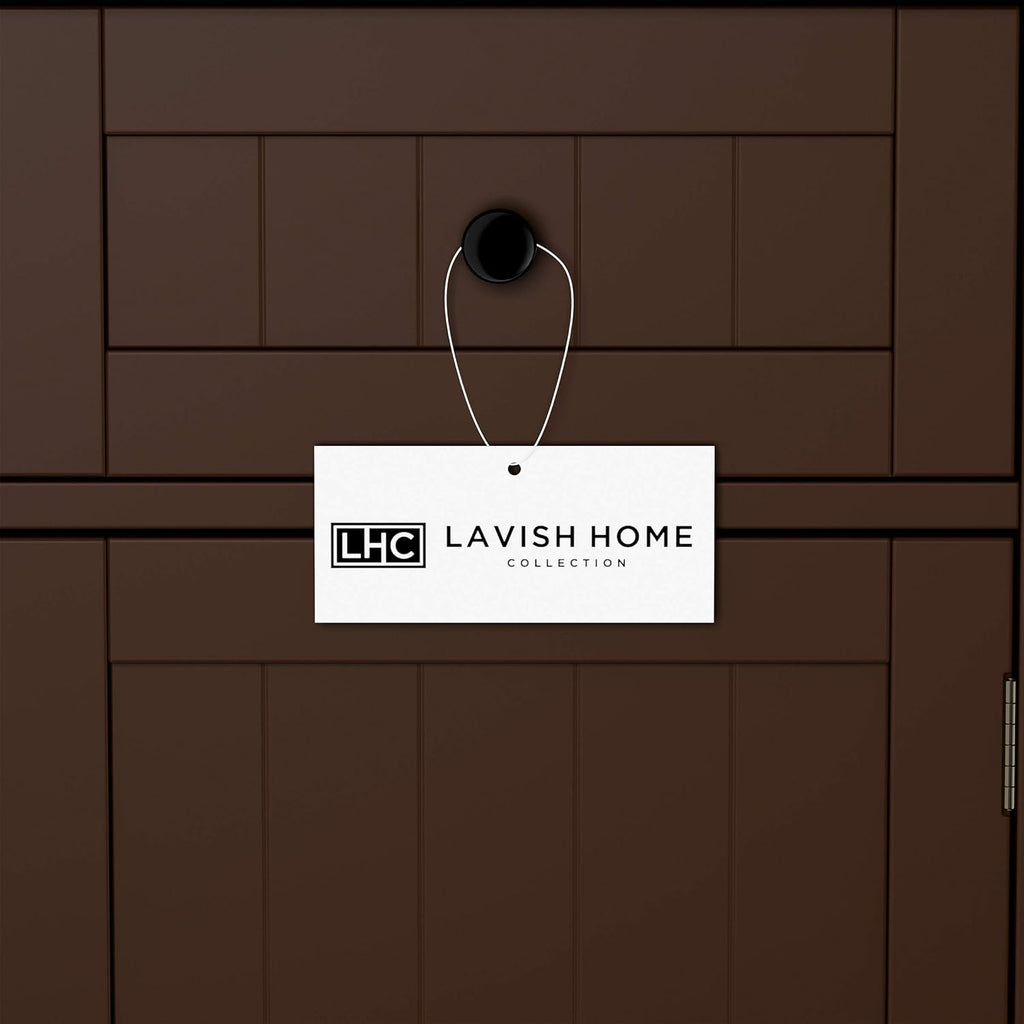 Dark Brown Accent Table with Storage Drawer and Cabinet V447