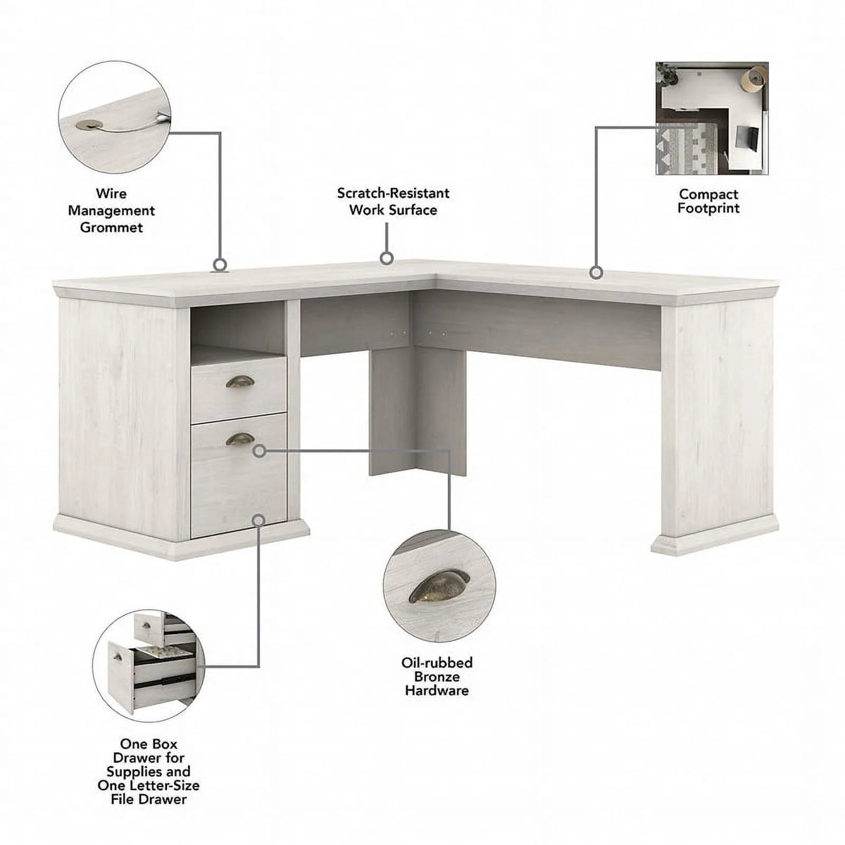 L Shaped Desk with Storage L405770