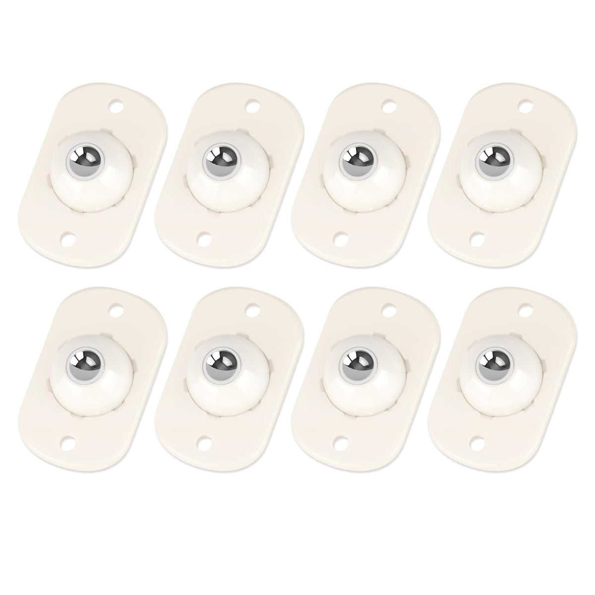 White 8 Pack Self-Adhesive Mini Caster Wheels 360° Swivel K19859