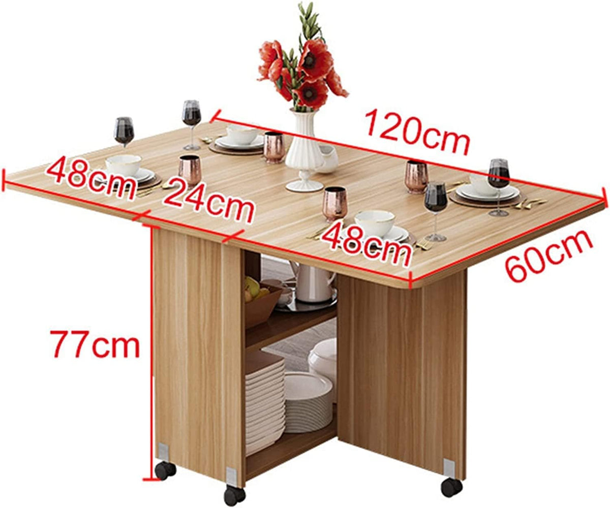 Expandable Rectangle Wood Drop Leaf Dining Table with 6 Wheels R905