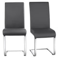 2pcs PU Leather Armless Dining Chairs with Metal Legs Dark Gray K4558