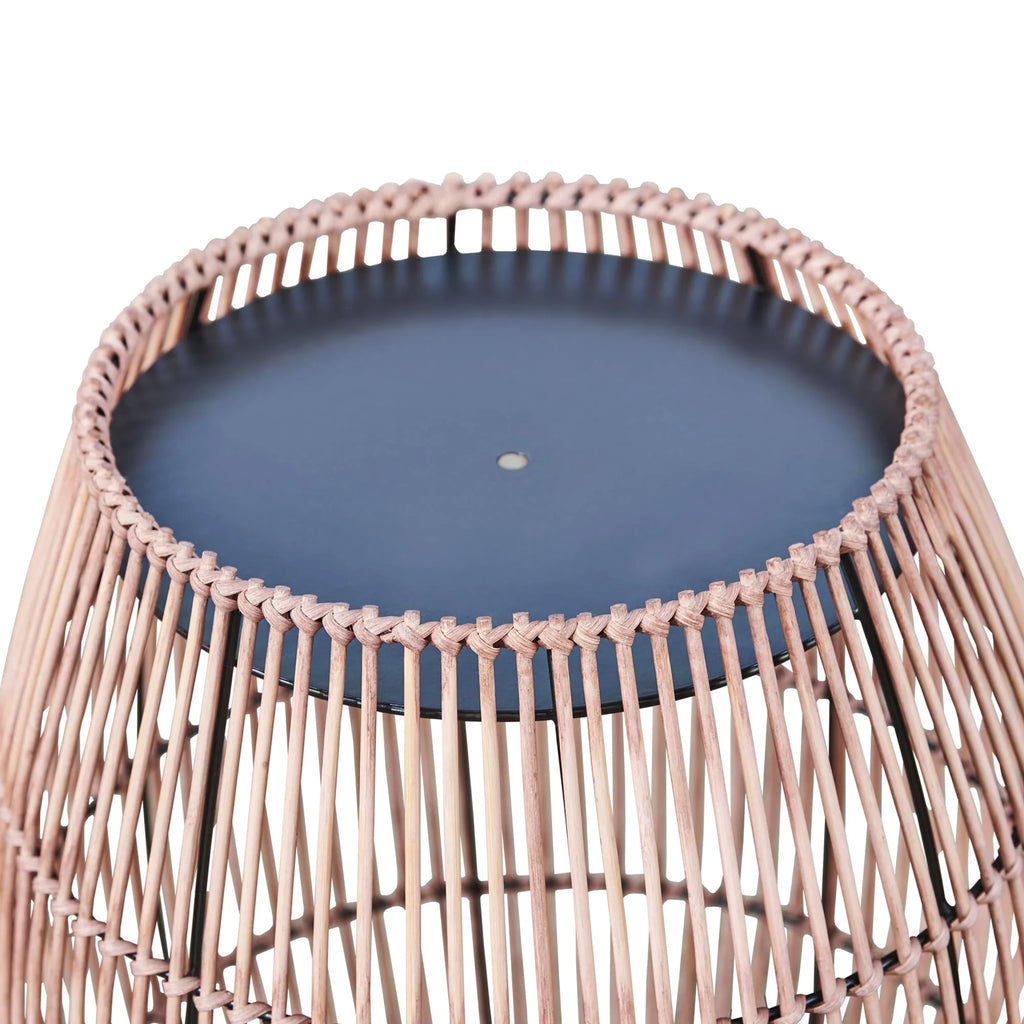 Patio Bamboo Side Table with Iron Tabletop Z48777