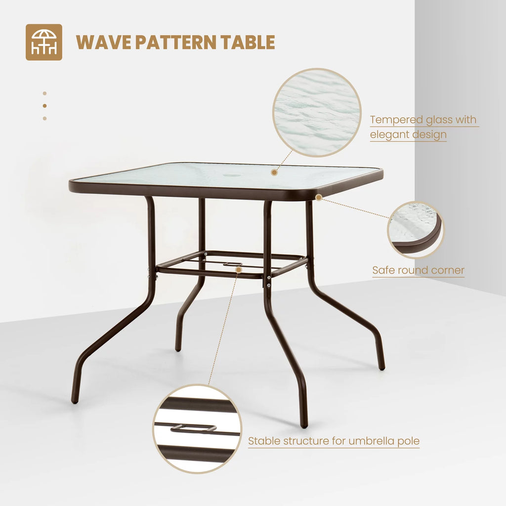6 PCS Beige Patio Dining Set with Umbrella K438794