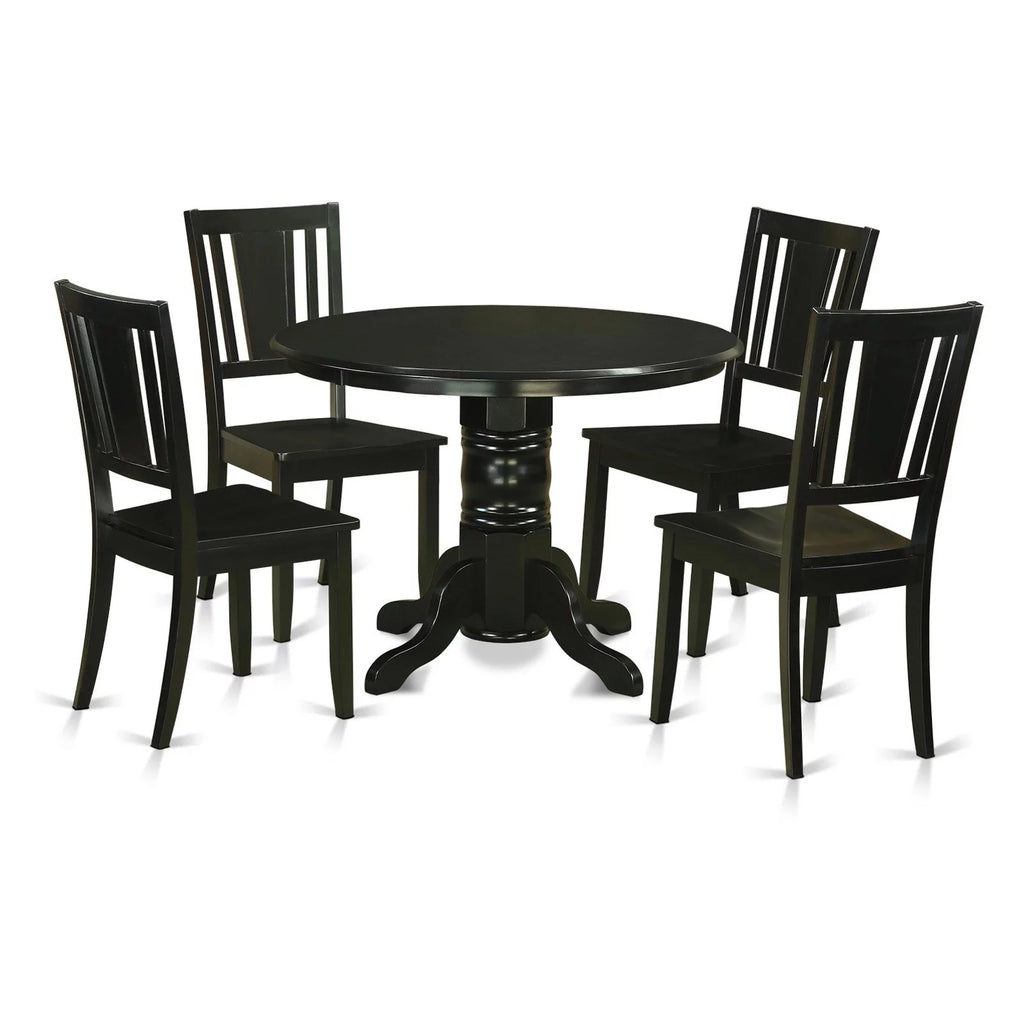 5-piece Wood Dining Table and Chairs in Black Z81207