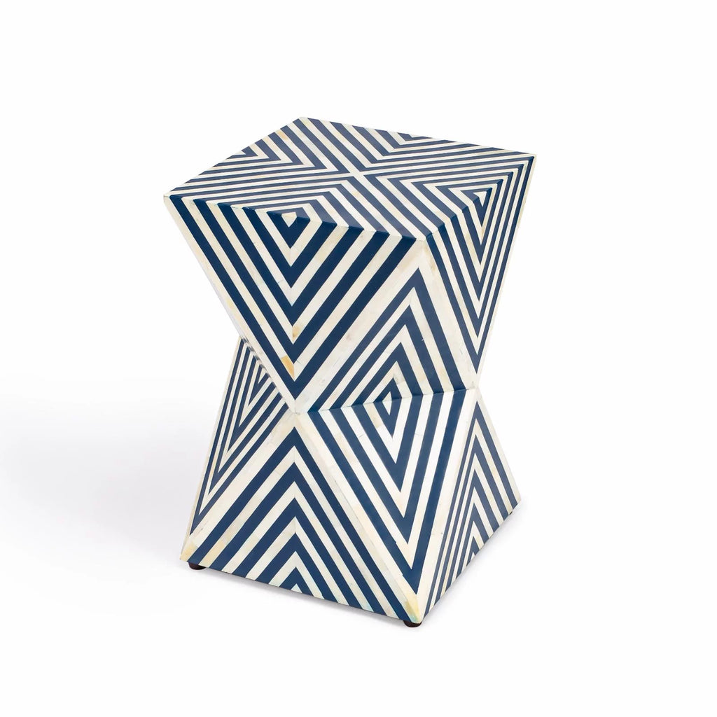 Blue and White Bone Inlay End Table V33815