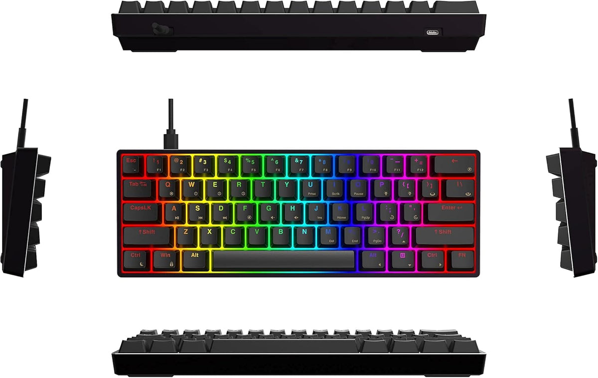 GK61 Mechanical Gaming Keyboard, 61 Keys Aluminum Case PBT Keycap Hot Swappable RGB Backlight U44719