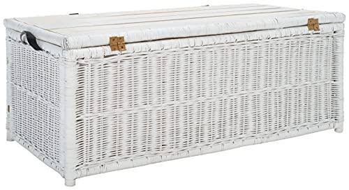 White/Brown Rattan Storage Trunk Q4619