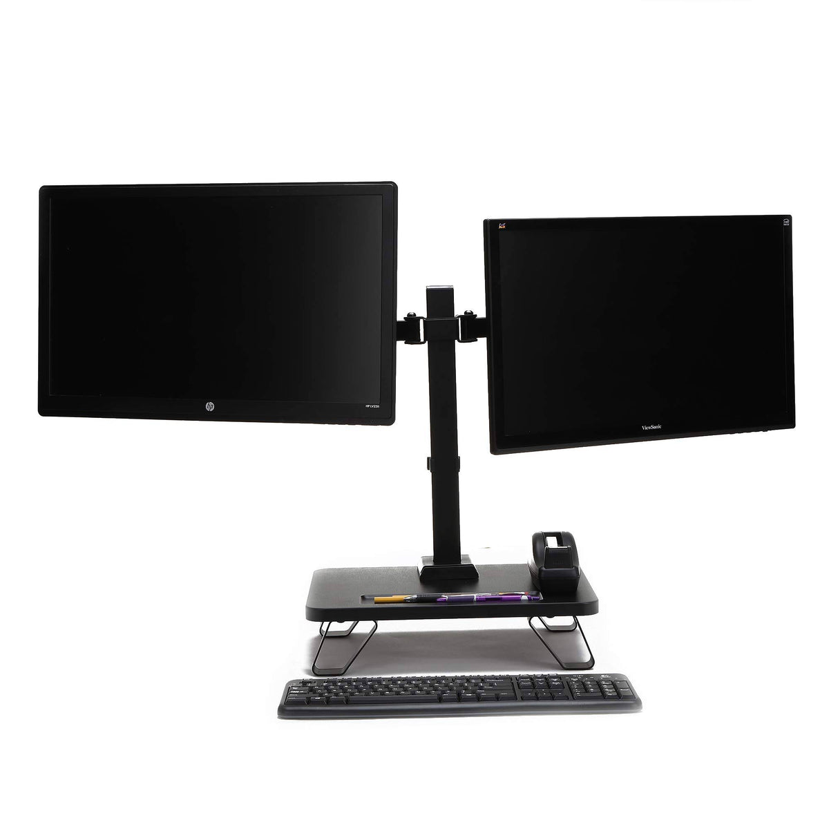 Black Dual LCD LED Monitor Desk Mount Stand V3027