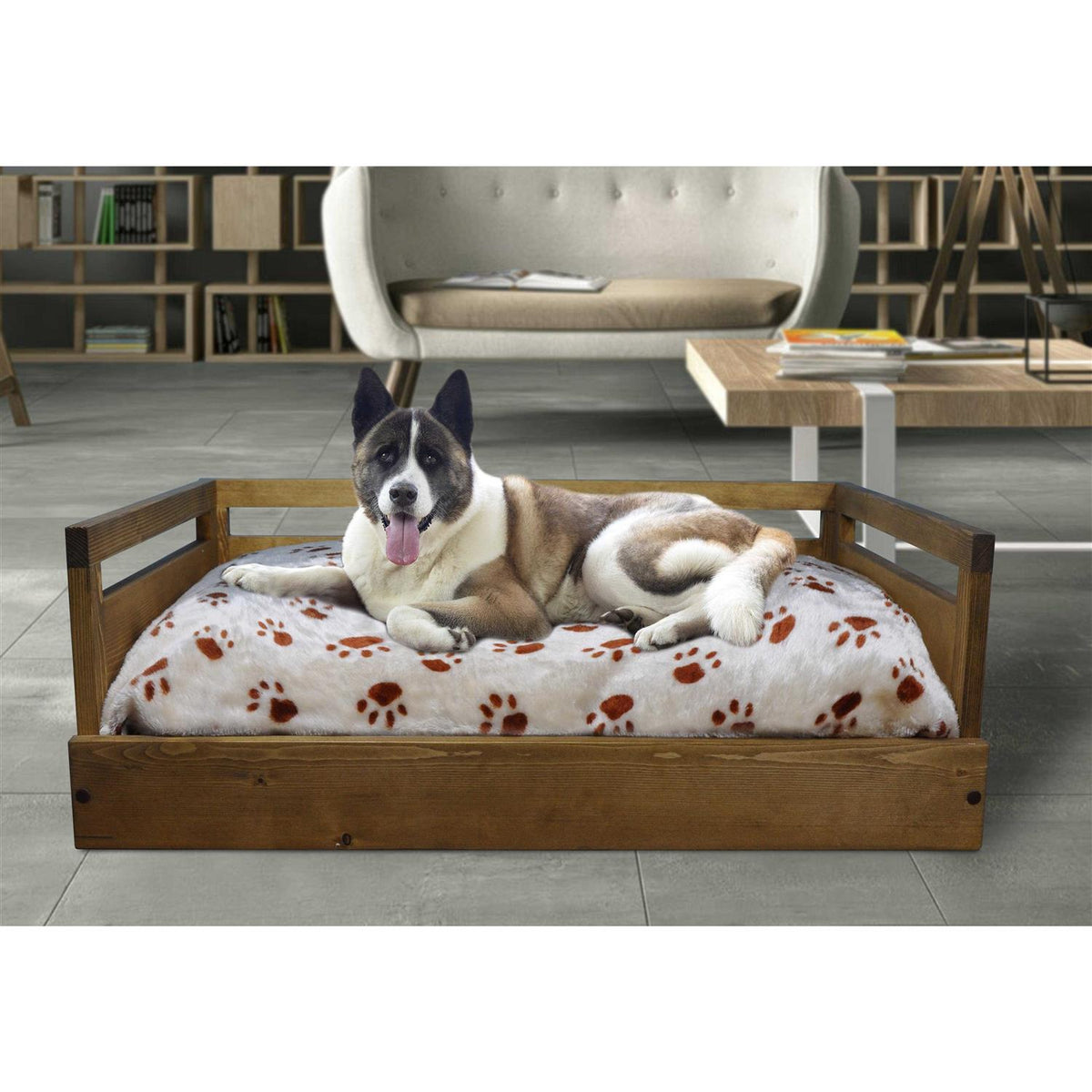 Wooden Pet Bed with Cushion D734027
