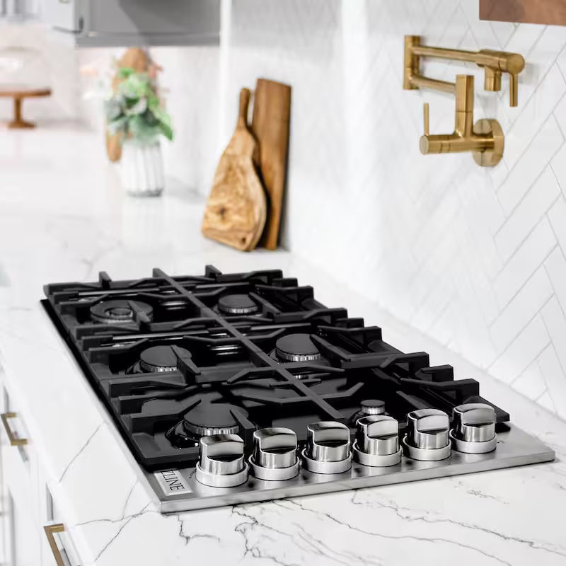 6 Burner Porcelain Gas Cooktop in Stainless Steel J9561