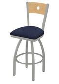 Counter Stool with Anodized Nickel Finish, Natural Maple Back and Swivel Seat Q8562