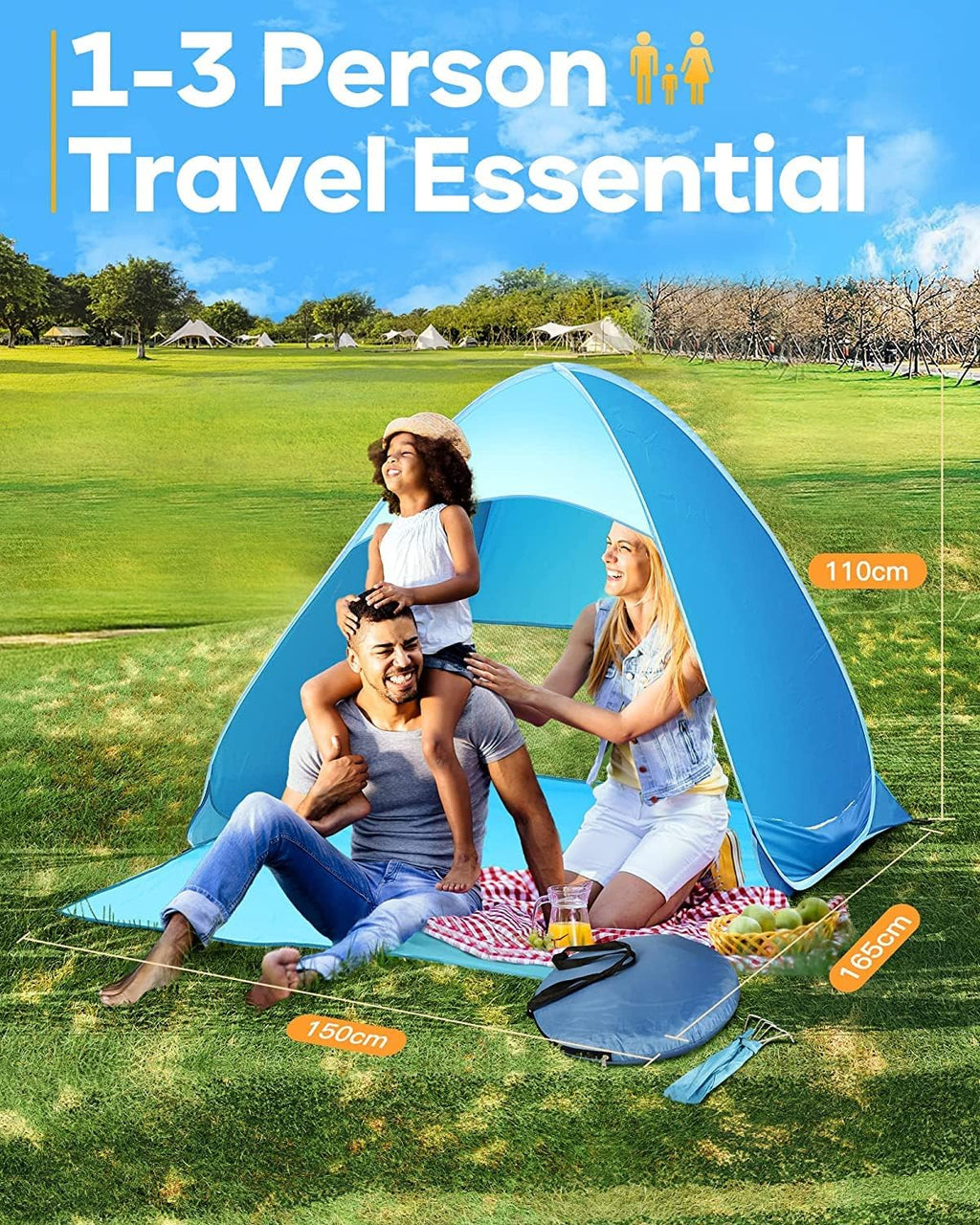 Pop Up Beach Tent, UPF 50+, Waterproof, with Carry Bag D28161