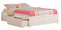 Queen Solid Wood Platform Bed with Footboard & 2 Storage Drawers in White Z5576