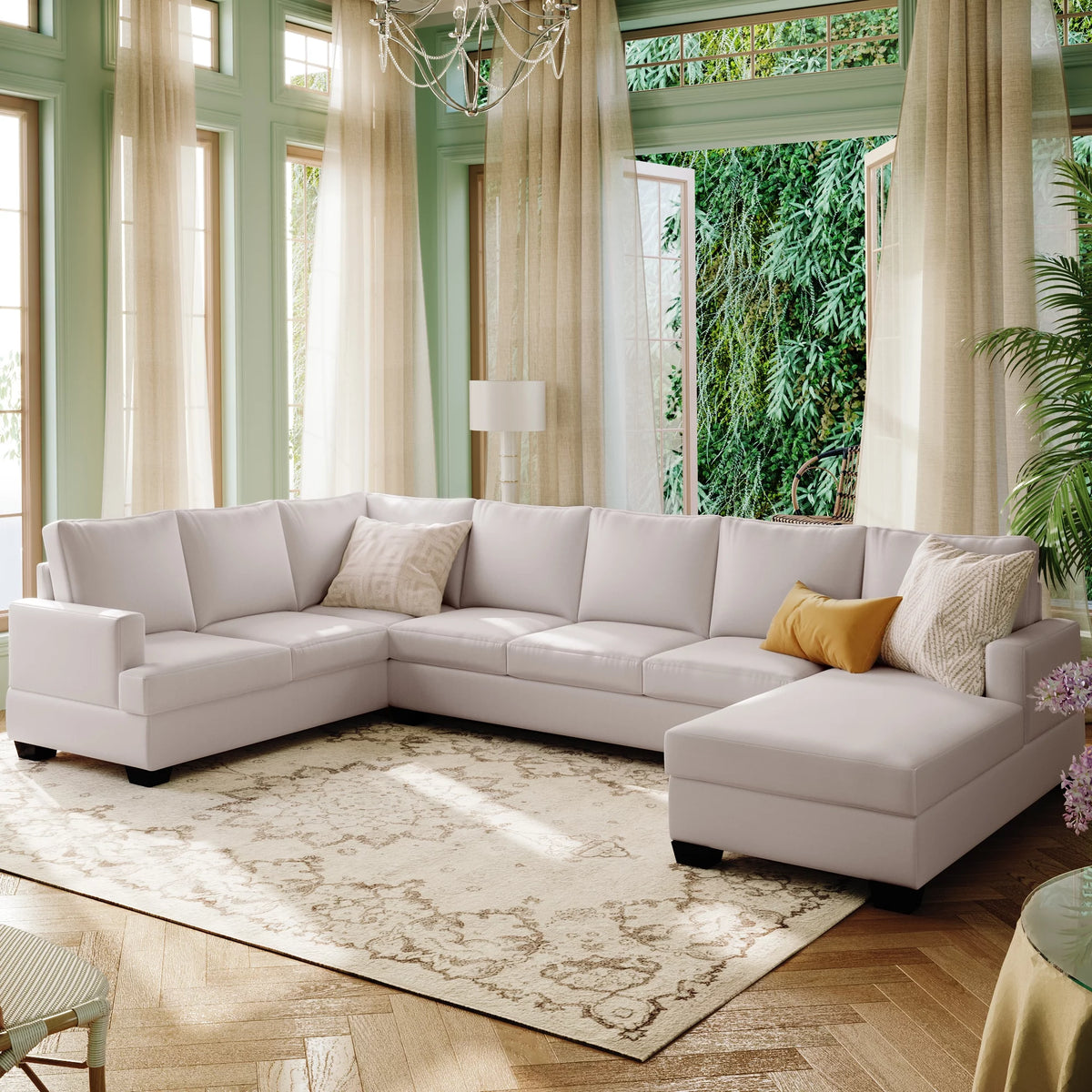 Beige U-Shape Sectional Sofa M932
