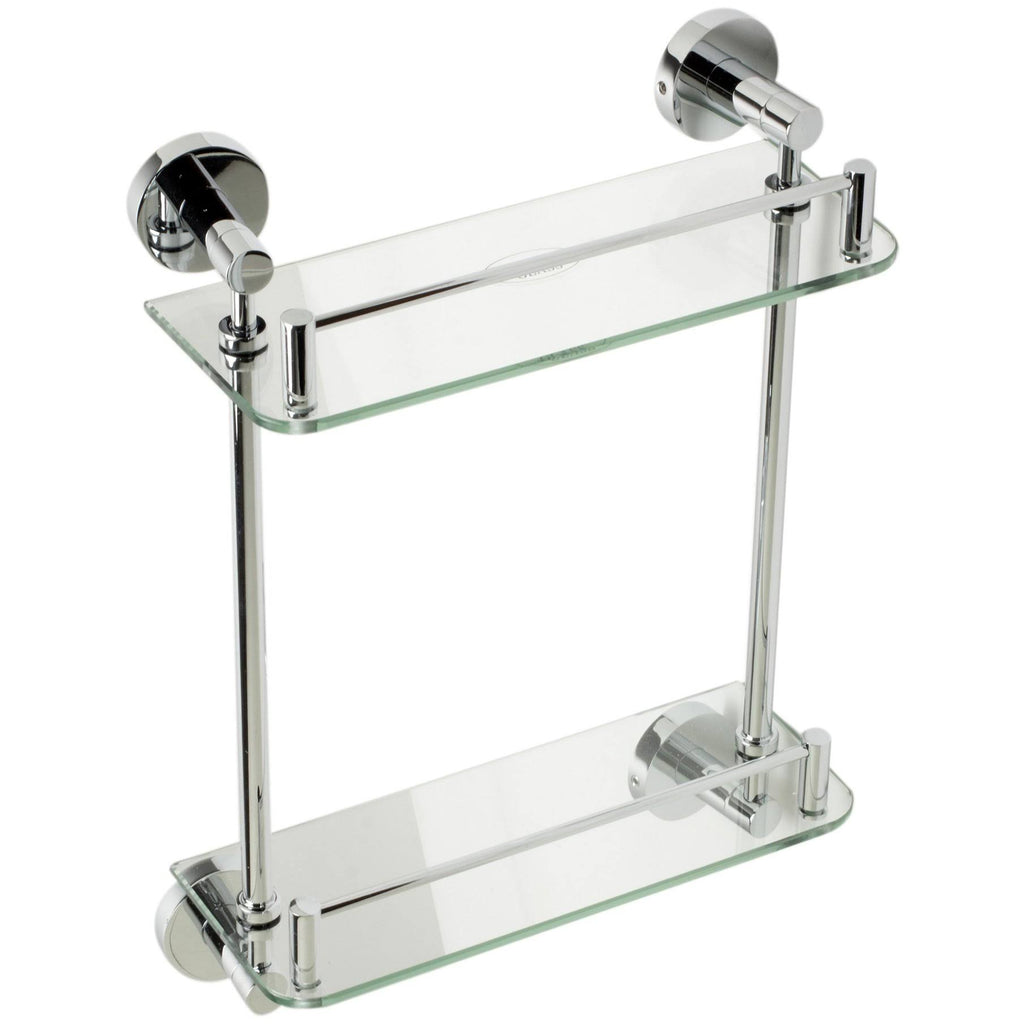 Polished Chrome Double Glass Shower Shelf Q96438