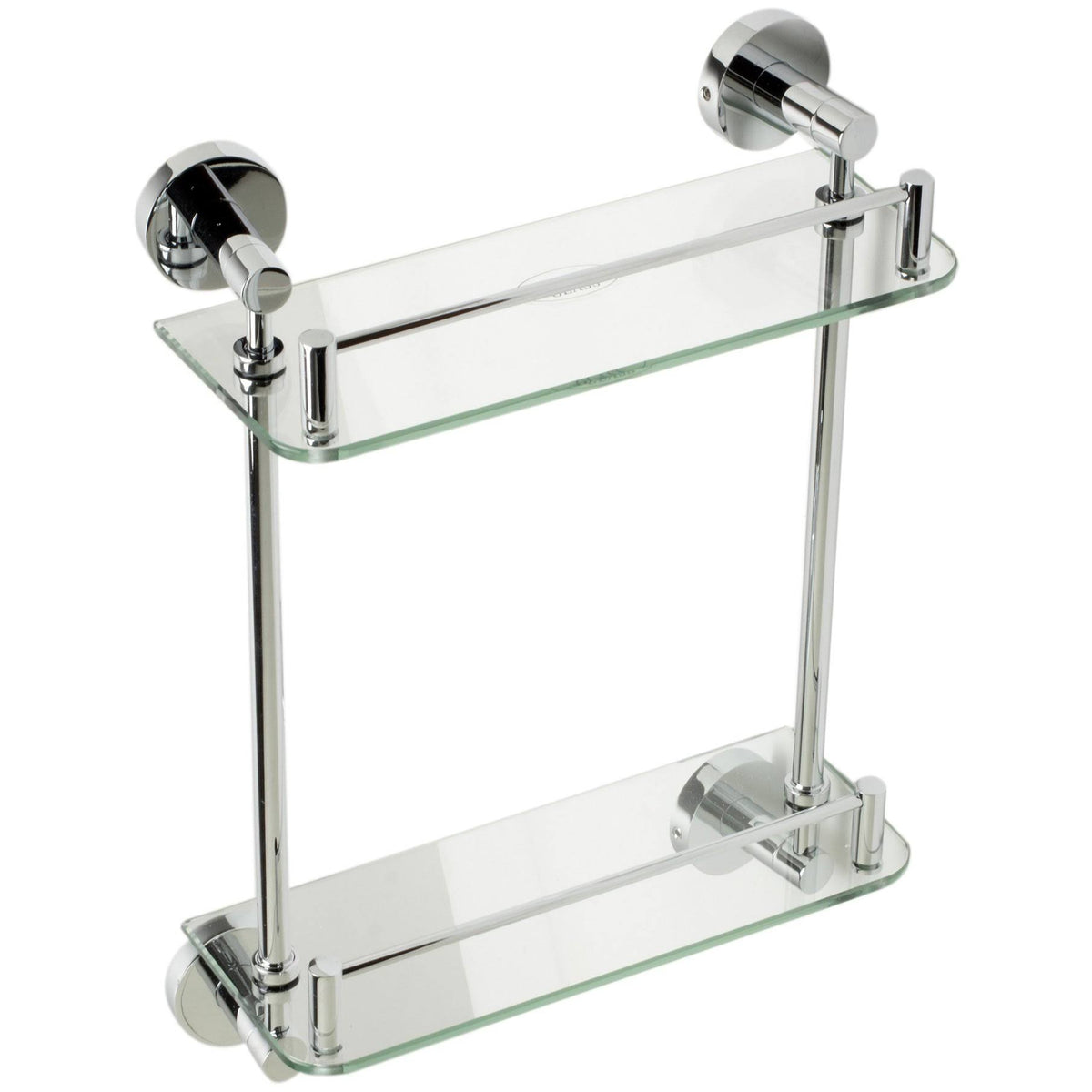 Polished Chrome Double Glass Shower Shelf Q96438