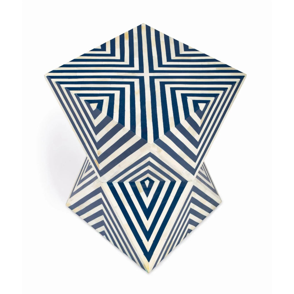 Blue and White Bone Inlay End Table V33815