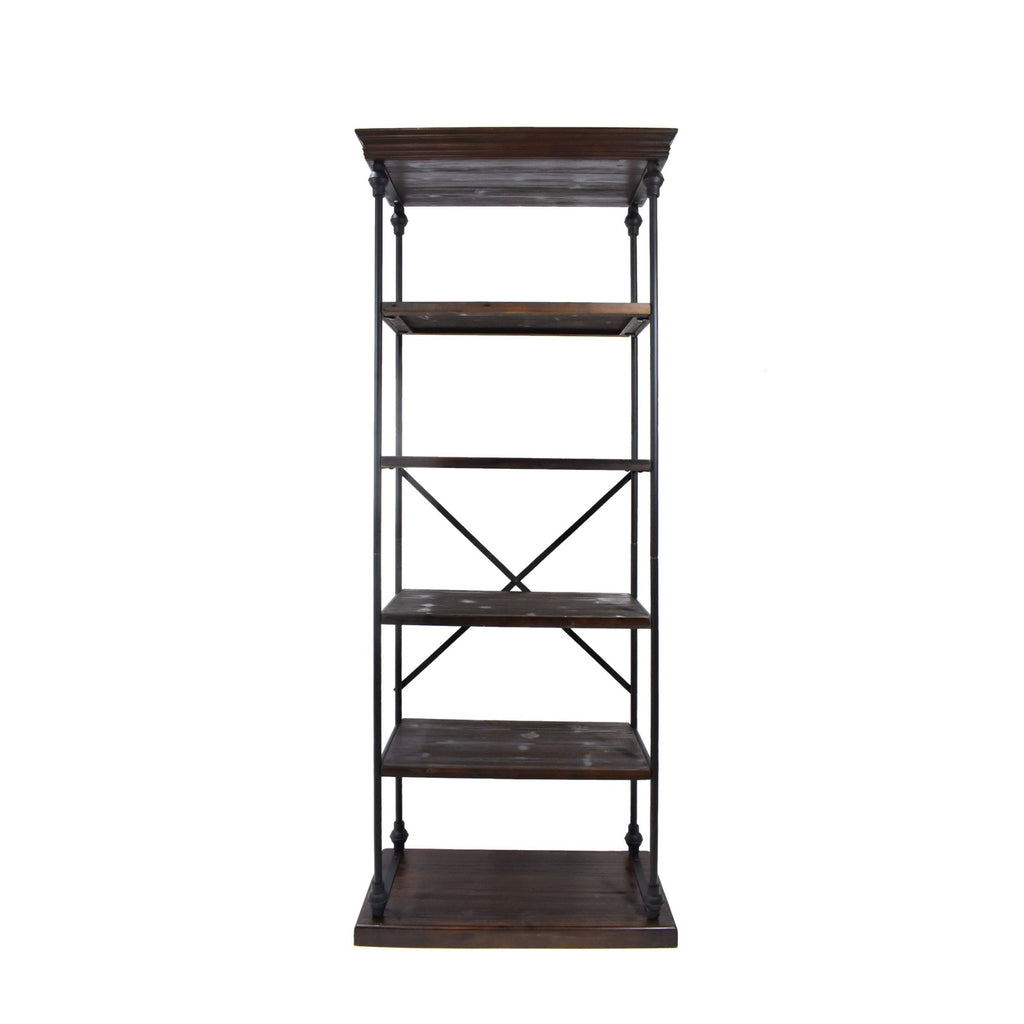 5-Shelf Wood & Metal Etagere Bookcase O277